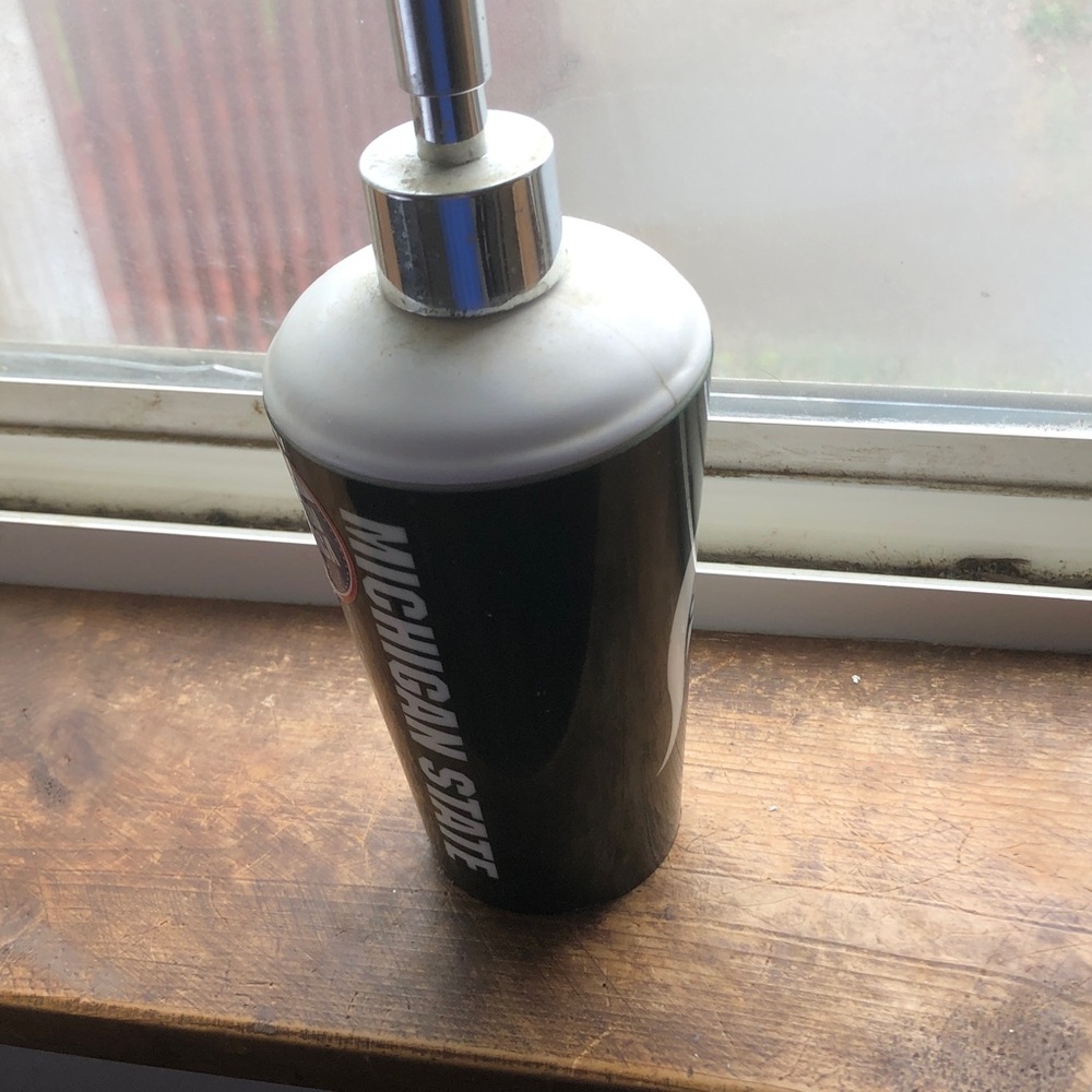 Michigan State Black Ceramic Soap Dispenser